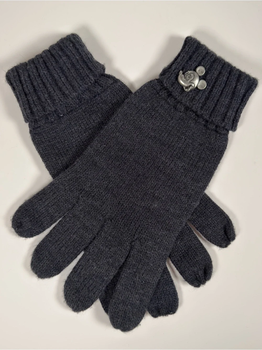 Disney Parks Mickey Mouse Emblem Winter Warm Adult Gloves Fuzzy Navy Blue